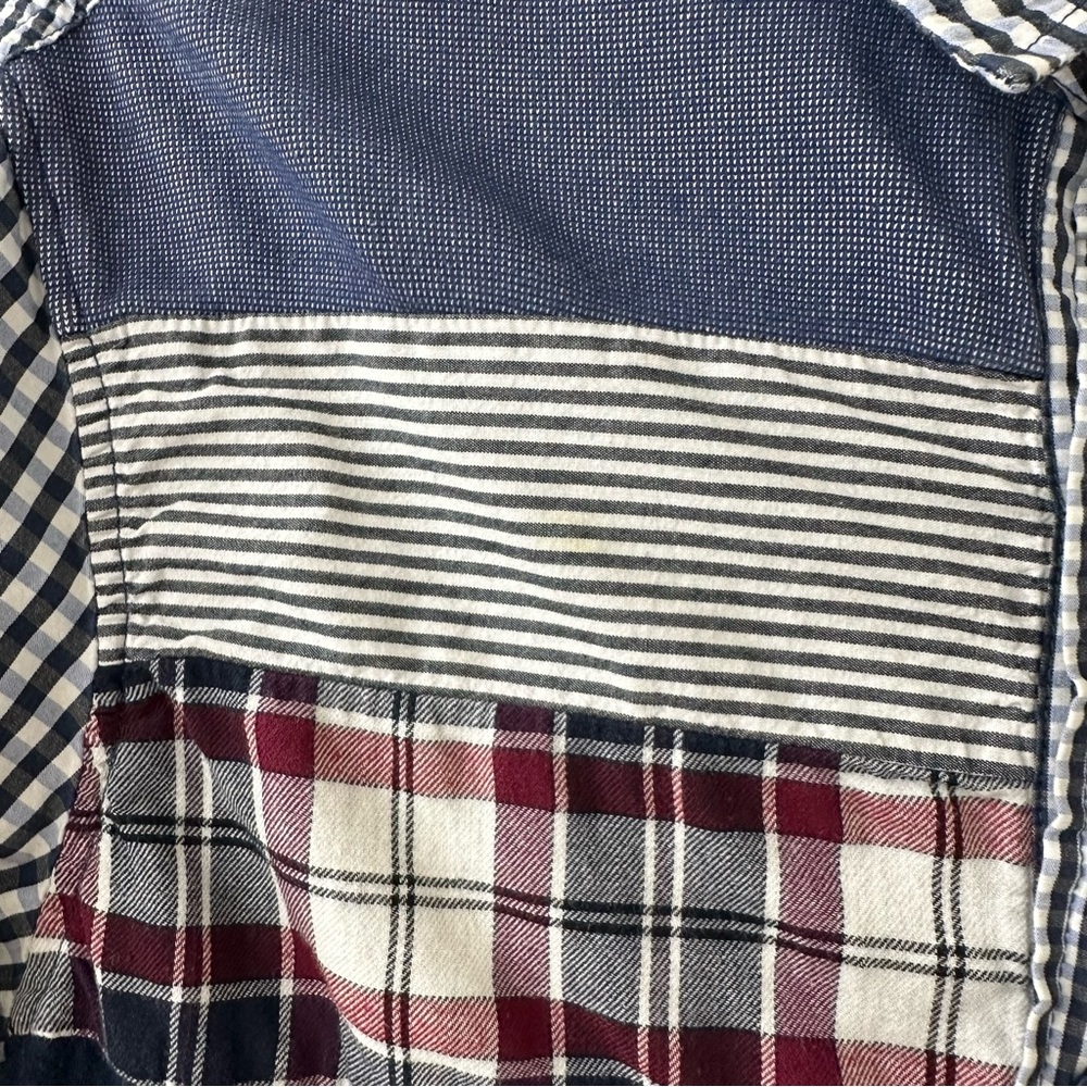 Desigual Men's Multicolor Patchwork Striped Gingham Button Down Shirt, Size M - Picture 7 of 10